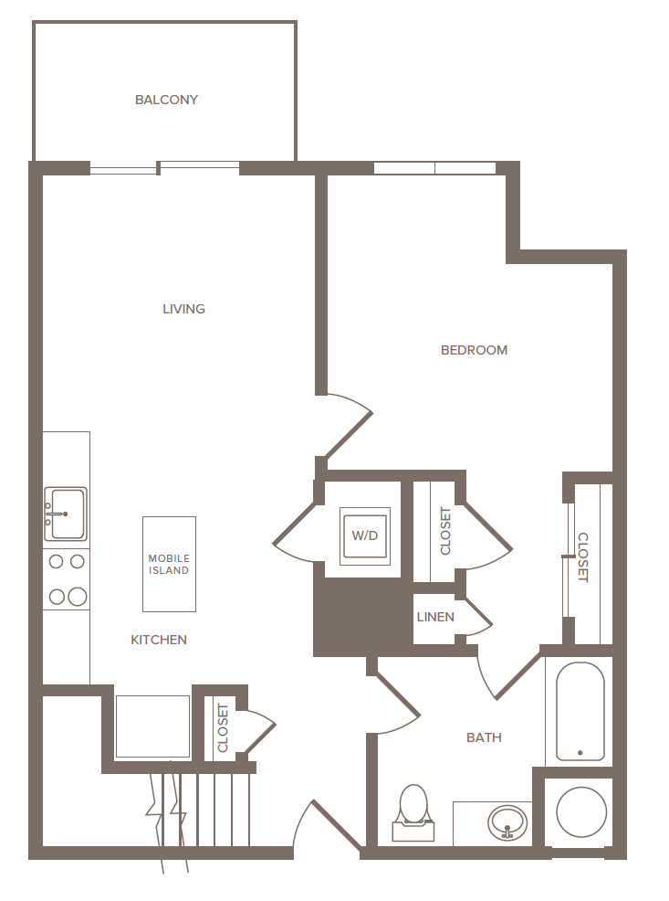 Floorplan for Apartment #1331, 1 bedroom unit at Halstead Parsippany